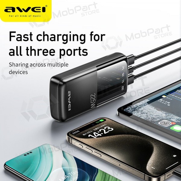 Powerbank Power Bank Awei P13K PD20W/QC22.5W 20000mAh svart