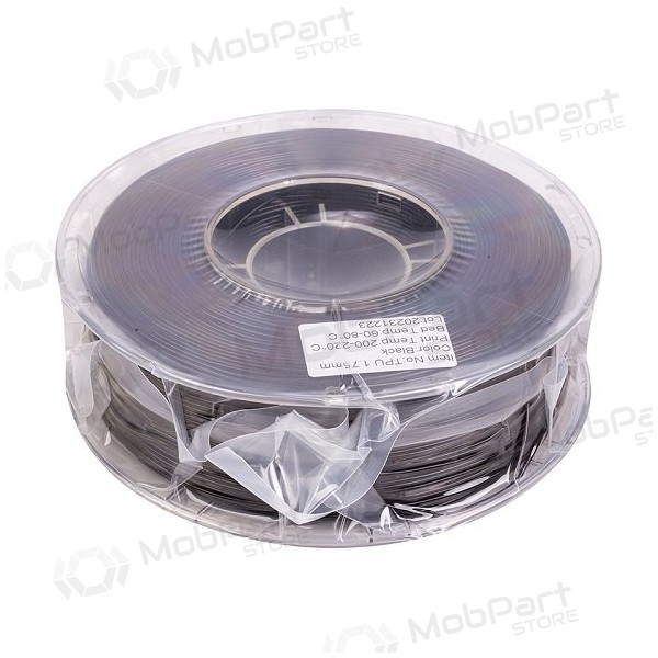 3D spausdinimo plastikas TPU, 1.75mm, 1kg, svart