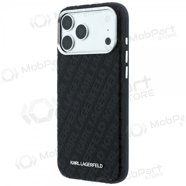 Apple iPhone 18 Pro deksel - Karl Lagerfeld PU Grained Allover Semi Wrap MagSafe (svart)