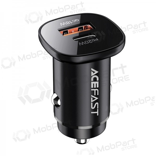 Lader automobilinis Acefast B1 Mini 38W USB-C+USB-A svart
