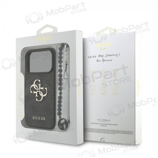 Apple iPhone 17 Pro deksel - Guess PU 4G Metal Logo Strap (svart)
