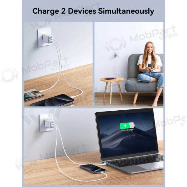 Lader Joyroom JR-TCF15 USB-C/USB-A 30W hvit