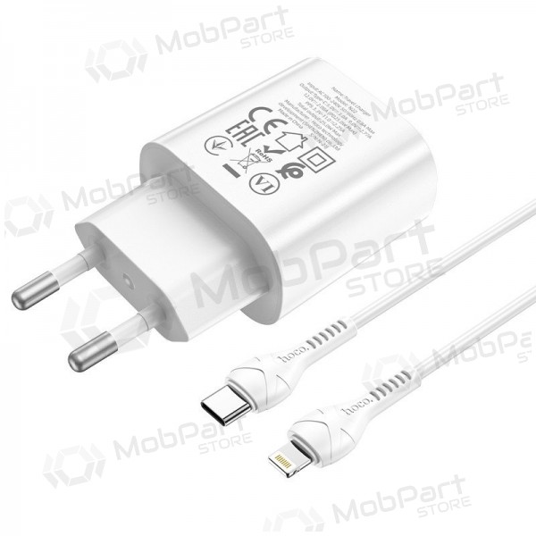 Telefonlader Hoco N22 25 W USB-C med Lightning-kabel 1 m hvit