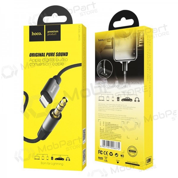 Adapter fra Apple -Lightning- til Audio 3,5 mm HOCO UPA13 (svart)