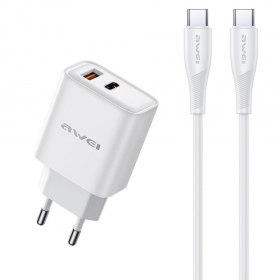 Telefonlader Awei PD81C-EU 22.5 W USB-C + USB-A med USB-C kabel 1 m