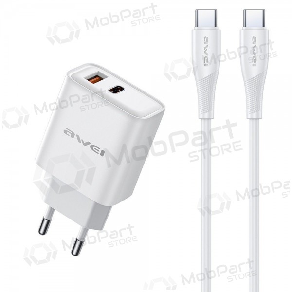 Telefonlader Awei PD81C-EU 22.5 W USB-C + USB-A med USB-C kabel 1 m