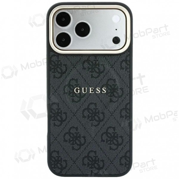 Apple iPhone 18 Pro deksel -Guess PU Leather 4G Gold Frame Embossed MagSafe- (svart)