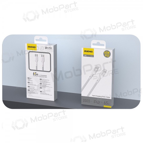 USB-C-kabel Dudao L9C USB-C til USB-C 1 m 65 W hvit