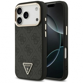 Apple iPhone 17 Pro Max deksel - Guess PU Leather 4G Strass Triangle Logo Gold Frame MagSafe