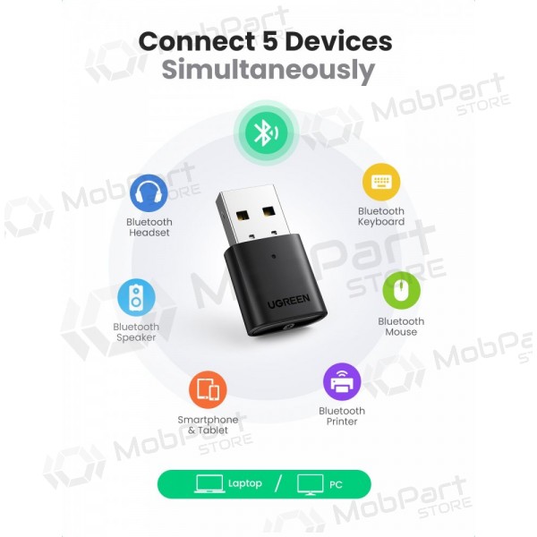 Bluetooth-adapter Ugreen CM390 USB-A Bluetooth 5.0 svart