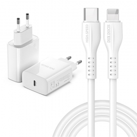 Lader Dux Ducis C60-PD 20W + Type-C-Lightning (hvit)