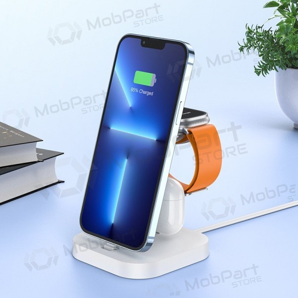 Lader trådløs Hoco CW43 Graceful 3-in-1 hvit