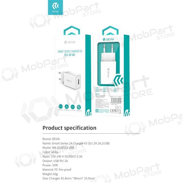 Lader Devia Smart 2A (hvit)