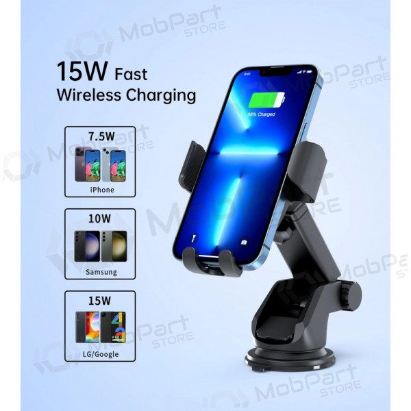 Automobilinis laikiklis-lader Choetech T203-F 15W Gravity Car Charger Holder svart