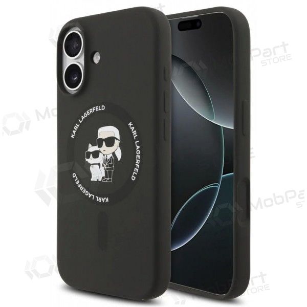 Apple iPhone 17 deksel - Karl Lagerfeld Liquid Silicone Karl and Choupette MagSafe (svart)