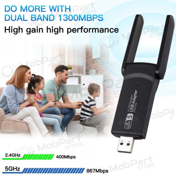 USB Wi-Fi adapter Reach UWA-1 1300Mbps 802.11ac/a/b/g/n svart
