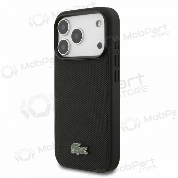 Apple iPhone 18 Pro deksel - Lacoste PVC Iconic Petit Pique Metal Logo MagSafe (svart)