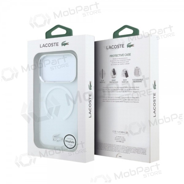 Apple iPhone 18 Pro deksel - Lacoste IML Frosted Petit Pique Metal Logo MagSafe (gjennomsiktig)