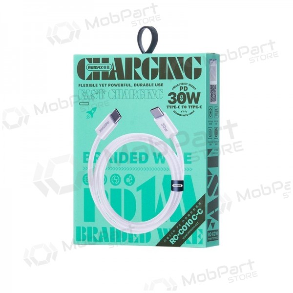 USB kabel Remax RC-C010 USB-C to USB-C 30W 1.0m hvit