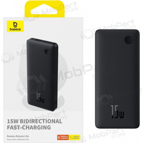 Powerbank Power Bank Baseus Airpow Lite 15W 10000mAh svart P10067500123-00 Powerbank Power Bank Baseus Airpow Lite 15W 10000mAh svart P10067500123-00
