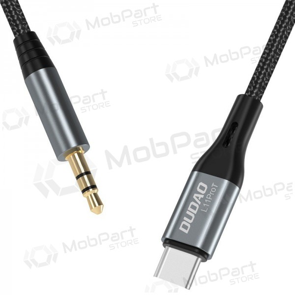Lydkabel Dudao L11ProT USB-C til 3.5 mm 1 m svart