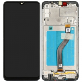 Samsung Galaxy A20s skjerm (svart) (med ramme) (original)