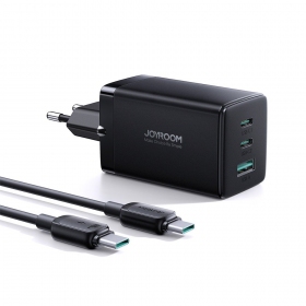 Lader buitinis Joyroom GaN JR-TCG01 2xUSB-C/USB-A 65W + USB-C cable 1.2m svart