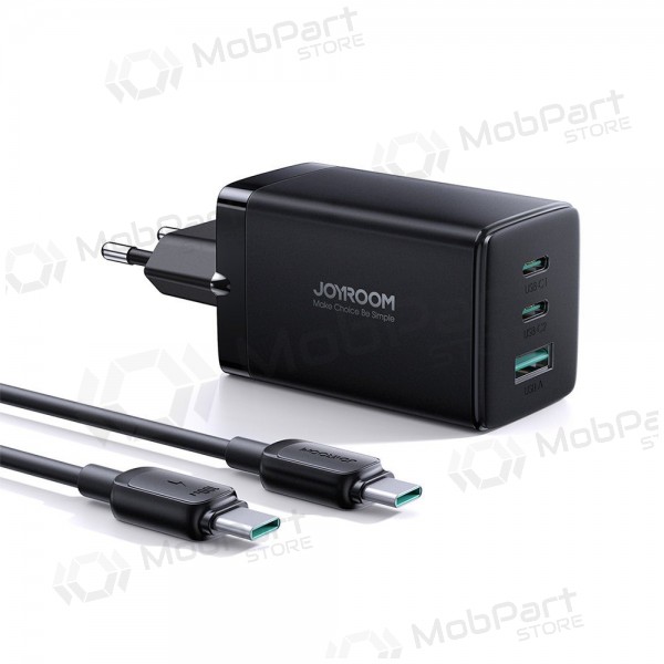 Lader buitinis Joyroom GaN JR-TCG01 2xUSB-C/USB-A 65W + USB-C cable 1.2m svart