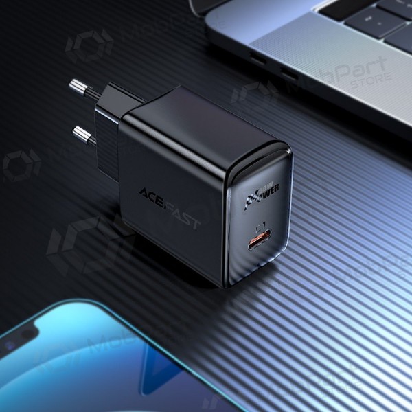 Lader buitinis Acefast A21 30W GaN USB-C svart