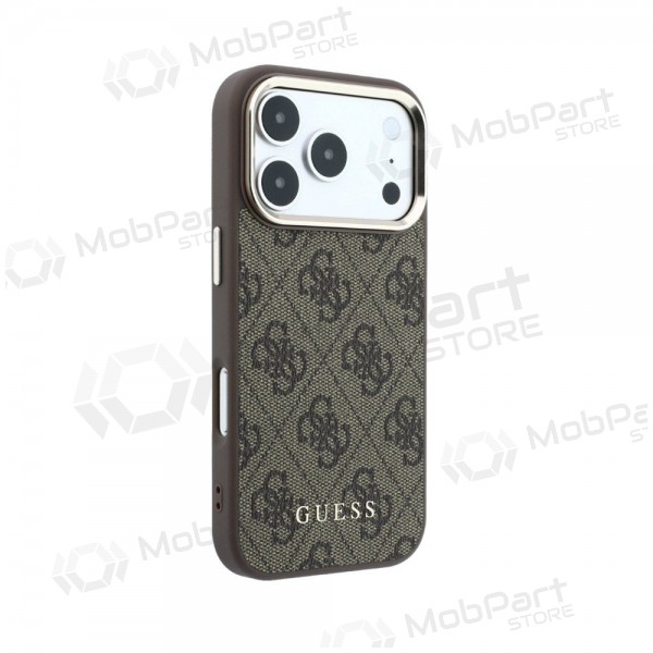 Apple iPhone 18 Pro Max deksel - Guess PU Leather 4G Gold Frame MagSafe (brun)
