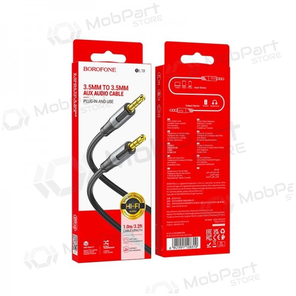 Audio kabel Borofone BL19 3,5mm to 3,5mm svart