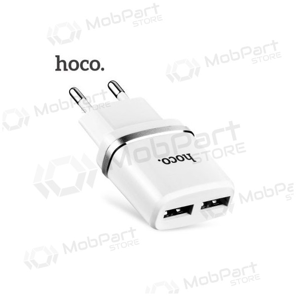Lader HOCO C12 Smart Dual USB (5V 2.4A) (hvit)