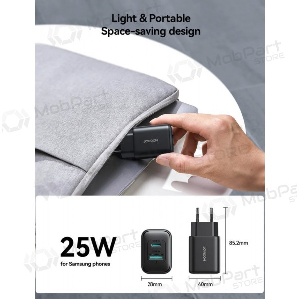 Lader Joyroom JR-TCF13 USB-C/USB-A 25W svart