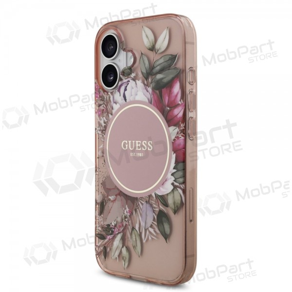 Apple iPhone 17 deksel -Guess IML Flowers Strap MagSafe- (rosa)
