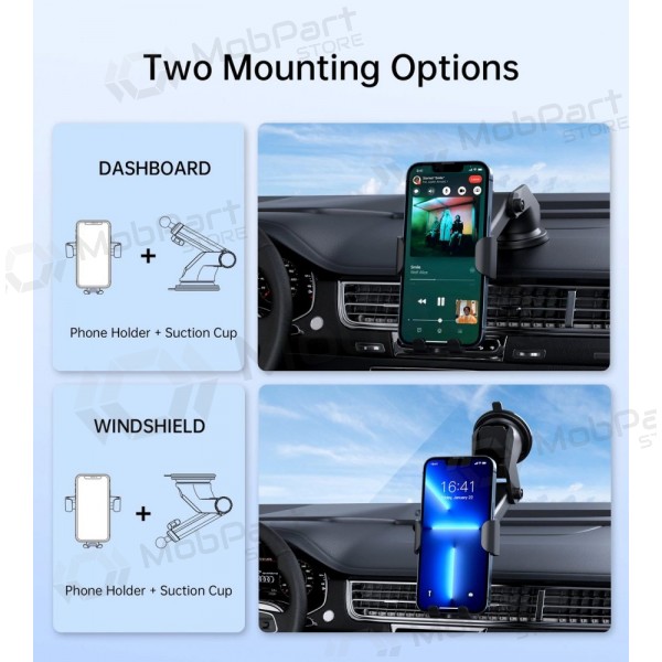 Automobilinis laikiklis-lader Choetech T203-F 15W Gravity Car Charger Holder svart