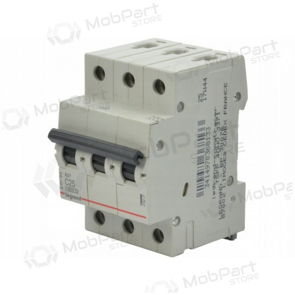 Automatisk bryter MCB RX3 Legrand 419237 (25A, 3P, 400V, 6kA)