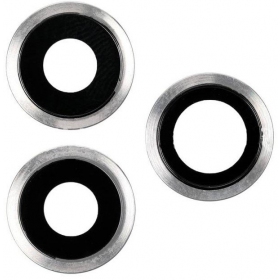 Apple iPhone 11 Pro / 11 Pro Max kameraglass (3stk) (sølvgrå) (med ramme)