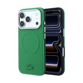 Apple iPhone 18 Pro Max deksel - Lacoste PVC Petit Pique Semi Wrap Embossed MagSafe (grønn)