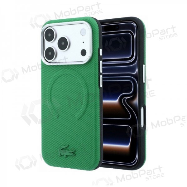 Apple iPhone 18 Pro Max deksel - Lacoste PVC Petit Pique Semi Wrap Embossed MagSafe (grønn)