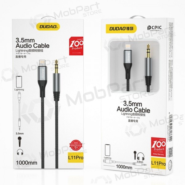 Lydkabel Dudao L11Pro Lightning til 3.5 mm 1 m svart