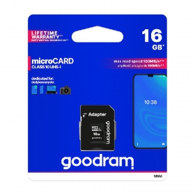 Minnekort GOODRAM MicroSD 16GB (class10 UHS-I) + SD Adapter