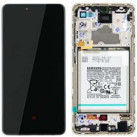 Samsung Galaxy A725 A72 4G / A726 5G 2021 skjerm (hvit) (med ramme og batteri) (service pack) (original)