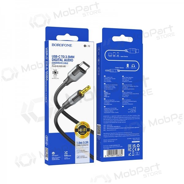 Audio kabel Borofone BL19 USB-C to 3,5mm svart