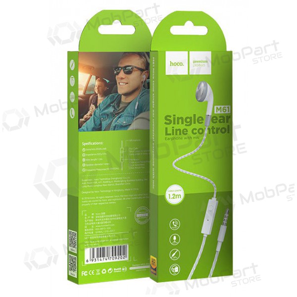 Hodetelefoner / ørepropper Hoco M61 Mono 3,5mm (hvitt)