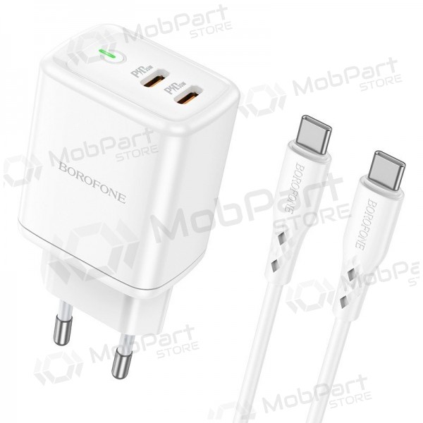 Lader buitinis Borofone BN9 2xType-C 35W + Type-C hvit