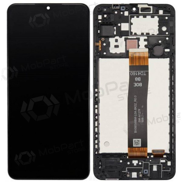 Ekranas Samsung A127 A12s 2021 su lietimui jautriu stikliuku og rėmeliu Black original