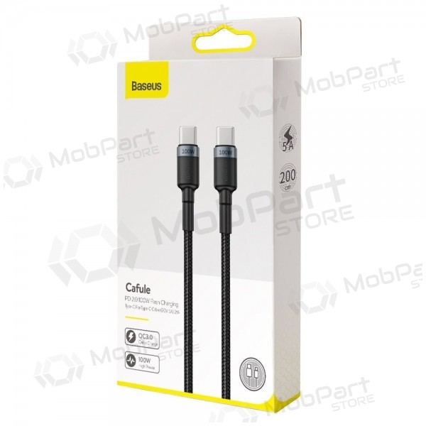 USB kabel Baseus Cafule PD100W Type-C 2.0m grå-svart CATKLF-ALG1