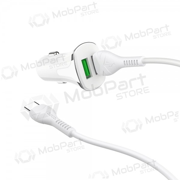 Lader automobilinis Hoco Z31 Quick Charge 3.0 (3.4A) x 2 USB + Type-C (hvit)