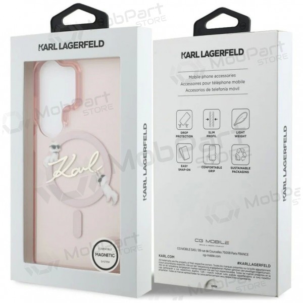 Samsung Galaxy S26 Ultra deksel - Karl Lagerfeld IML Choupette Karl Script Logo Magnetic (rosa)