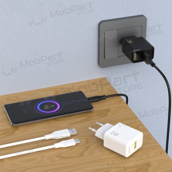 Telefonlader Dudao A23T 12 W USB-A med USB-C-kabel 1 m svart